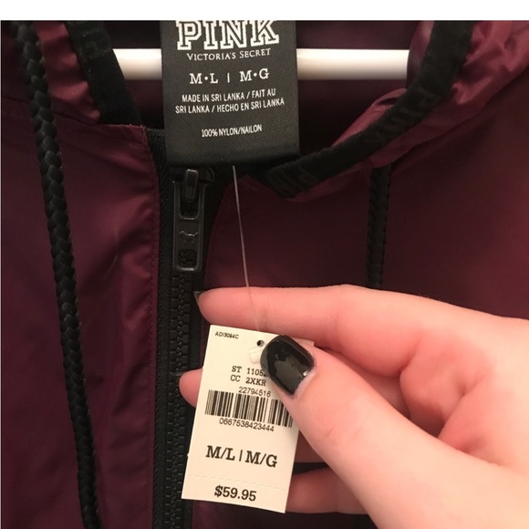 Victoria Secret Pink Maroon & Black Windbreaker( New With Tags ) - Picture 8 of 8